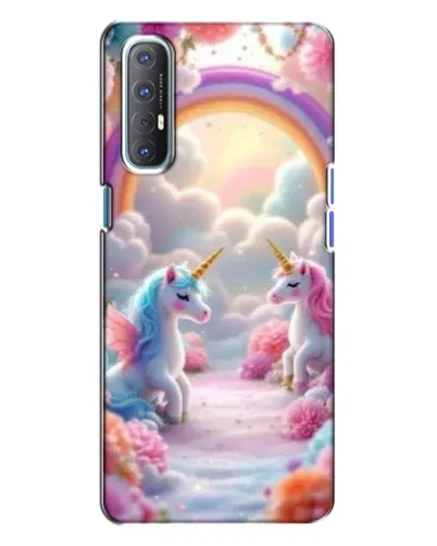 Чехол для OPPO Reno 3 с картинкой «Радуга и единороги» Чехол для OPPO Reno 3 с картинкой «Радуга и единороги»