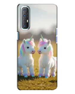 Чехол для OPPO Reno 3 с картинкой «Пара единорогов»