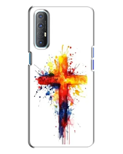 Чехол для OPPO Reno 3 с картинкой «Акварельный крест»