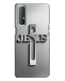 Чехол для OPPO Reno 3 с картинкой «Металлический крест Jesus»