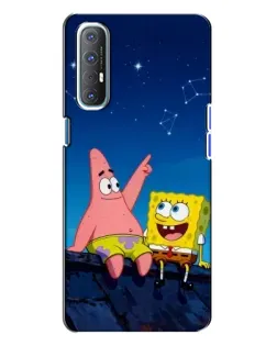 Чохол для OPPO Reno 3 з картинкою «Губка Боб та Патрік вночі»