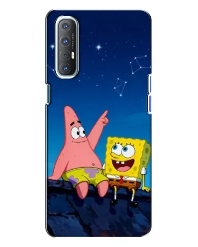 Чехол для OPPO Reno 3 с картинкой «Губка Боб и Патрик ночью»