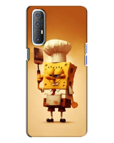 Чехол для OPPO Reno 3 с картинкой «Губка Боб повар»