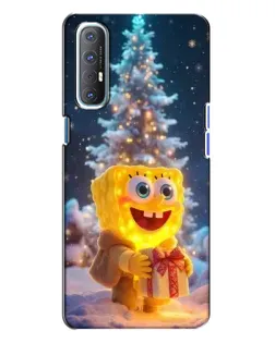 Чехол для OPPO Reno 3 с картинкой «Рождественский Спанч Боб»