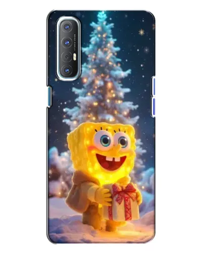 Чехол для OPPO Reno 3 с картинкой «Рождественский Спанч Боб»