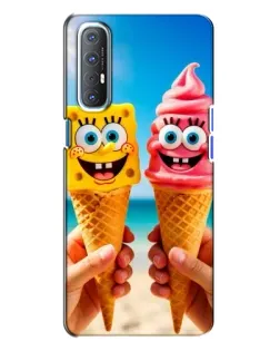 Чехол для OPPO Reno 3 с картинкой «Спанч Боб мороженое»