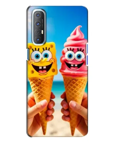 Чехол для OPPO Reno 3 с картинкой «Спанч Боб мороженое»
