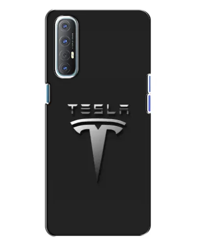 Чехол для OPPO Reno 3 с картинкой «Стальной логотип Tesla»
