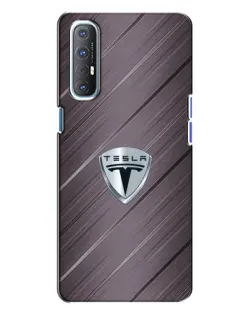 Чехол для OPPO Reno 3 с картинкой «Металлическая текстура Tesla»