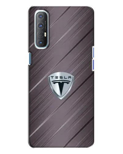 Чехол для OPPO Reno 3 с картинкой «Металлическая текстура Tesla»