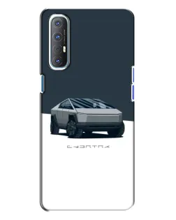 Чехол для OPPO Reno 3 с картинкой «Серебристый Cybertruck Tesla»