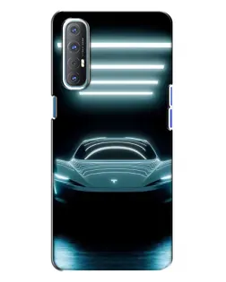 Чехол для OPPO Reno 3 с картинкой «Tesla в неоне»