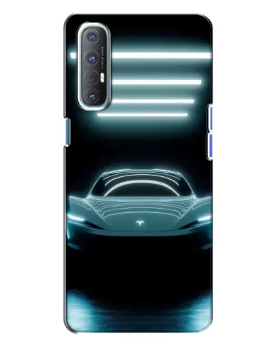 Чехол для OPPO Reno 3 с картинкой «Tesla в неоне»