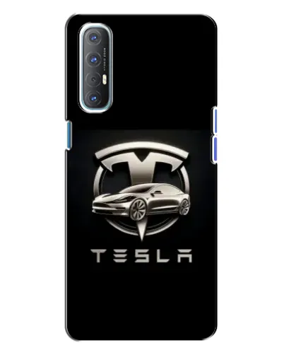Чехол для OPPO Reno 3 с картинкой «Tesla — серебристое авто»