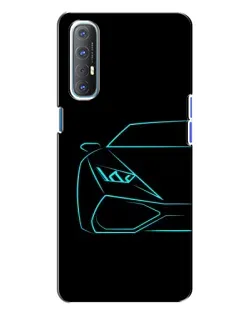 Чехол для OPPO Reno 3 с картинкой «Голубой силуэт Lamborghini»