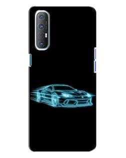 Чехол для OPPO Reno 3 с картинкой «Неоновый контур Lamborghini»