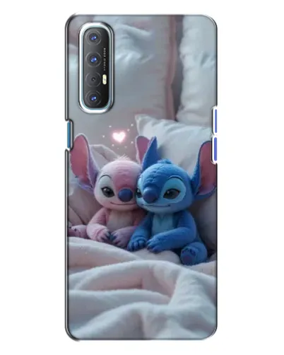 Чехол для OPPO Reno 3 с картинкой «Плюшевые Стич Ангел»