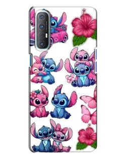 Чехол для OPPO Reno 3 с картинкой «Стикеры Stitch и Angel»