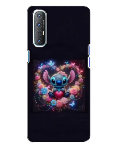 Чехол для OPPO Reno 3 с картинкой «Stitch в цветах»