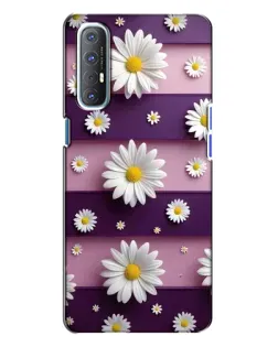 Чохол для OPPO Reno 3 з картинкою «Ромашки на фіолетовому»
