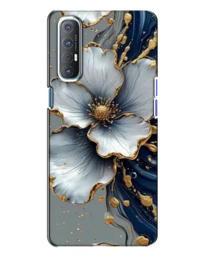 Чехол для OPPO Reno 3 с картинкой «Белый цветок и золотой флюид» Чехол для OPPO Reno 3 с картинкой «Белый цветок и золотой флюид»