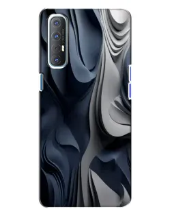 Чехол для OPPO Reno 3 с картинкой «Объемные синие складки»