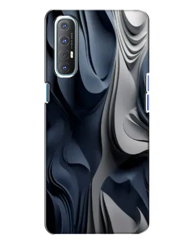 Чехол для OPPO Reno 3 с картинкой «Объемные синие складки»