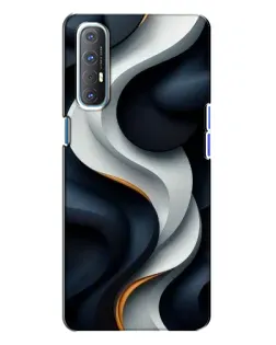 Чехол для OPPO Reno 3 с картинкой «Объемные черно-белые ленты»