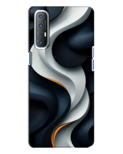 Чехол для OPPO Reno 3 с картинкой «Объемные черно-белые ленты»