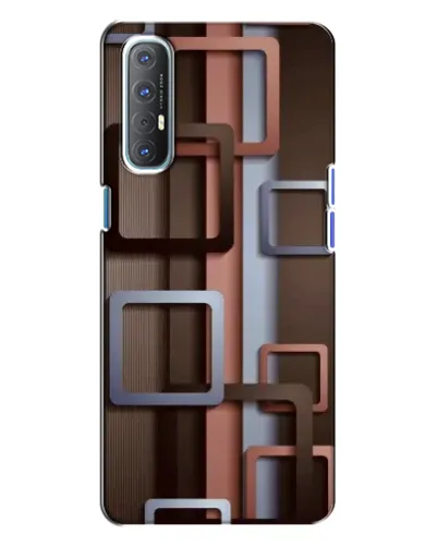 Чехол для OPPO Reno 3 с картинкой «Коричневые объемные квадраты»