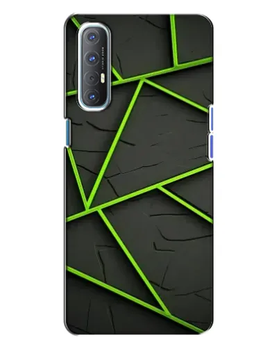 Чехол для OPPO Reno 3 с картинкой «Зеленые геометрические линии»