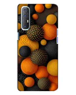 Чехол для OPPO Reno 3 с картинкой «Объемные оранжевые сферы»