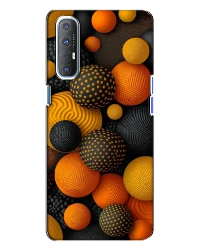Чехол для OPPO Reno 3 с картинкой «Объемные оранжевые сферы»