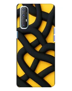 Чехол для OPPO Reno 3 с картинкой «Черное желтое переплетение»