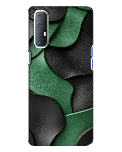 Чехол для OPPO Reno 3 с картинкой «Зеленые кожаные волны»