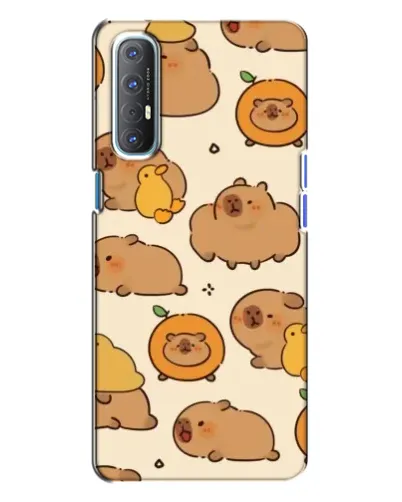 Чехол для OPPO Reno 3 с картинкой «Капибары с апельсинами»