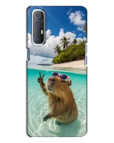 Чехол для OPPO Reno 3 с картинкой «Капибара на море»