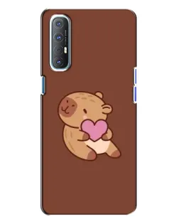 Чехол для OPPO Reno 3 с картинкой «Капибара с сердцем»