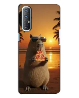 Чехол для OPPO Reno 3 с картинкой «Капибара с пиццей»