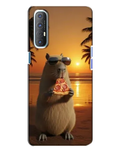 Чехол для OPPO Reno 3 с картинкой «Капибара с пиццей»