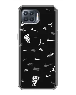 Чехол для OPPO Reno 4 Lite с картинкой «Nike Black Pattern»