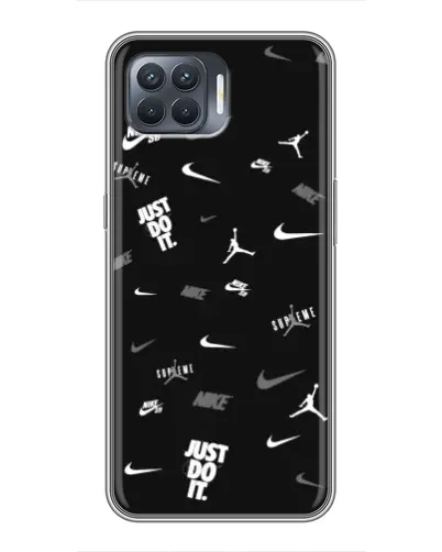 Чехол для OPPO Reno 4 Lite с картинкой «Nike Black Pattern» Чехол для OPPO Reno 4 Lite с картинкой «Nike Black Pattern»