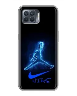 Чехол для OPPO Reno 4 Lite с картинкой «Jordan Neon Blue»