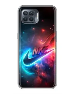 Чехол для OPPO Reno 4 Lite с картинкой «Огненный логотип Nike»