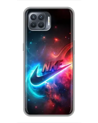 Чехол для OPPO Reno 4 Lite с картинкой «Огненный логотип Nike»