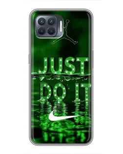 Чехол для OPPO Reno 4 Lite с картинкой «Зеленый неоновый Nike»