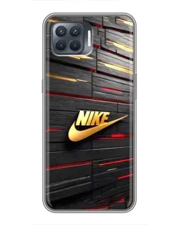 Чехол для OPPO Reno 4 Lite с картинкой «Золотой Nike на металле»