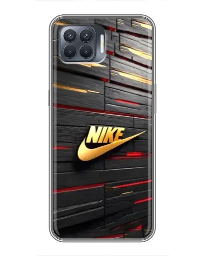 Чехол для OPPO Reno 4 Lite с картинкой «Золотой Nike на металле»