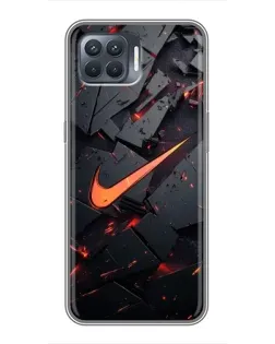 Чехол для OPPO Reno 4 Lite с картинкой «Nike — эффект разломов»