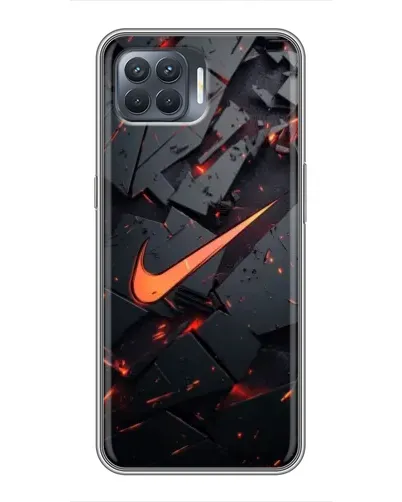 Чехол для OPPO Reno 4 Lite с картинкой «Nike — эффект разломов»
